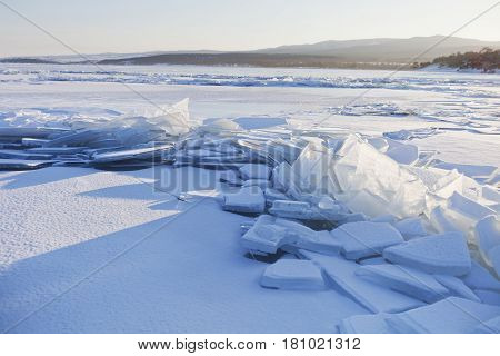 Lake Baikal Ice. Winter Landscape