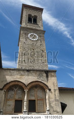 Torno (Como Lombardy Italy) old typical village along the Lario lake.. Church with its belfry