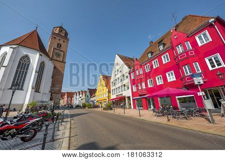 Donauworth, Germany - September 2016: walking along the town streets