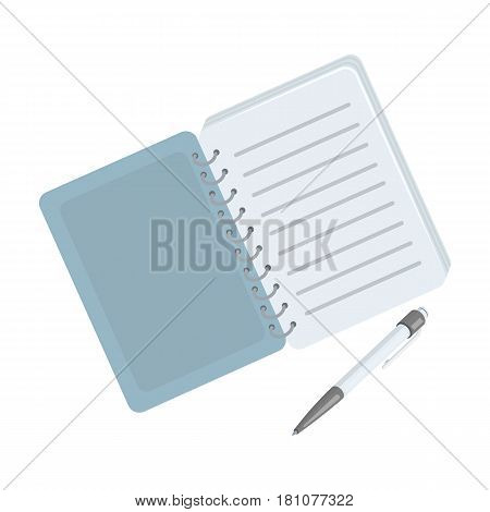 Paper notebook detective. Notepad to record readings, to solve the crime.Detective single icon in cartoon style vector symbol stock web illustration.