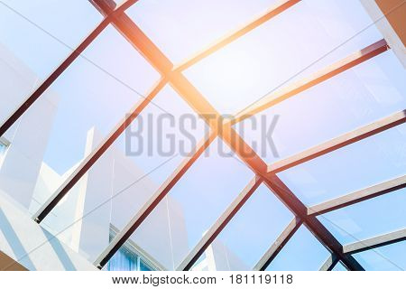 ceiling glass roof eco building interior natural lighting for saving energy cost.