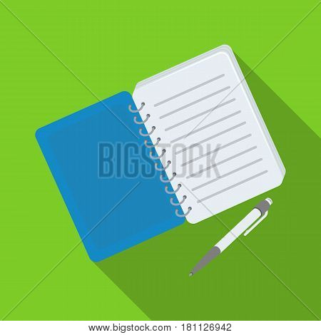 Paper notebook detective. Notepad to record readings, to solve the crime.Detective single icon in flat style vector symbol stock web illustration.