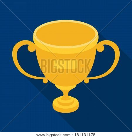 Gold cup of the winner.Fans single icon in flat  vector symbol stock illustration.