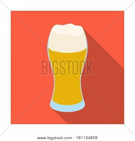 A glass of wheat beer with foam.Alcoholic beverage to relax. Pub single icon in flat style vector symbol stock web illustration.