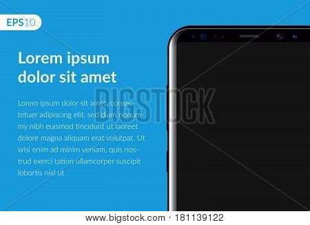 Phone, mobile smartphone design composition isolated on blue background template. Realistic vector illustration mockup phone for banner or advertising.