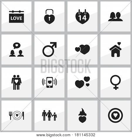 Set Of 16 Editable Heart Icons. Includes Symbols Such As Lineage, Dear, Darling And More. Can Be Used For Web, Mobile, UI And Infographic Design.