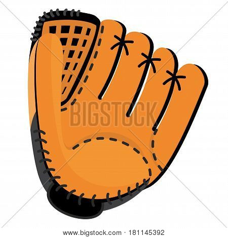 Baseball equipment. Leather softball glove. Flat vector cartoon illustration. Objects isolated on a white background.