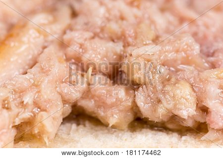 Chicken Liverwurst On Bread On The Wooden Board