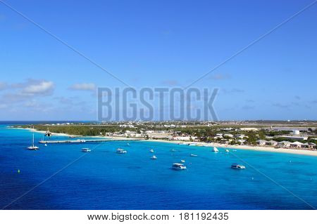 Marina bay at the island in the Carribean sea