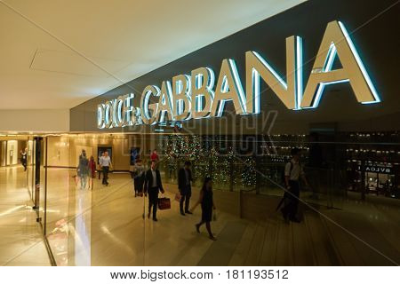 HONG KONG - CIRCA NOVEMBER, 2016: Dolce & Gabbana store at the Elements shopping mall. Dolce & Gabbana is a luxury Italian fashion house.