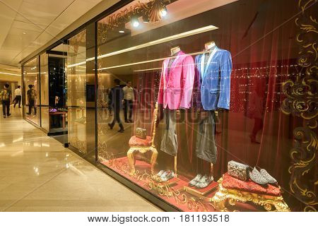 HONG KONG - CIRCA NOVEMBER, 2016: Dolce & Gabbana store at the Elements shopping mall. Dolce & Gabbana is a luxury Italian fashion house.