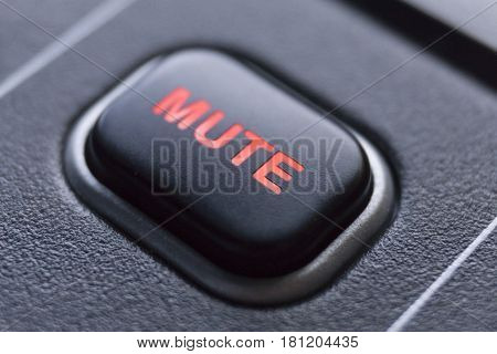 Professional Sound Production Switcher of Television Broadcast Studio. Button Mute.