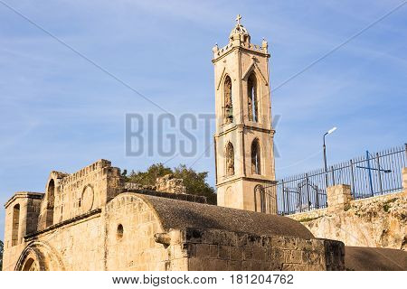 Bell tower of Ayia Napa monastery in Cyprus.