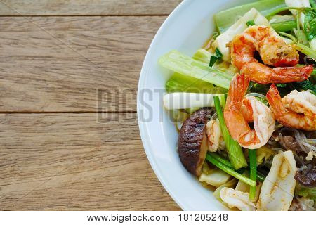 Stir-fried mixed vegetables with oyster sauce Local Thai and Chinese food.