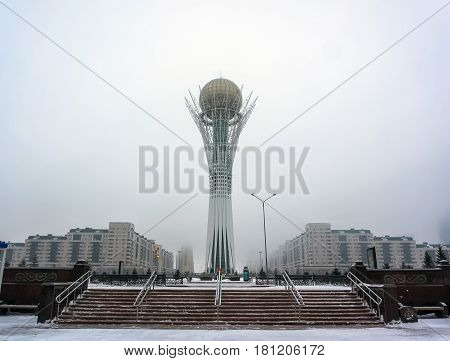 Astana, The Capital Of Kazakhstan. This City Will Be The Site Of Expo 2017. Photo Taken In A Cold Wi