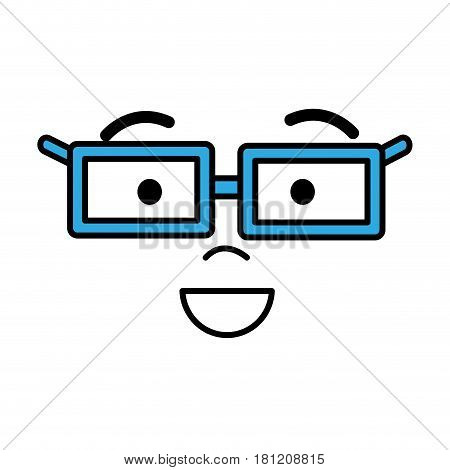 man face with eyes, mouth, nose and glases, vector illustration