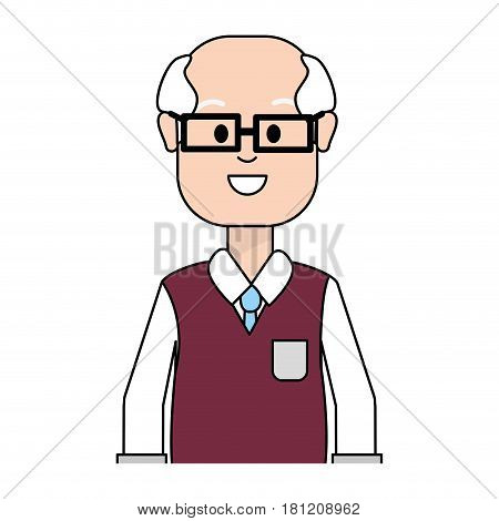 old man with glasses and casual choth, vector illustration