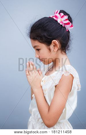 Sweet Little Girl With Thai Dress.