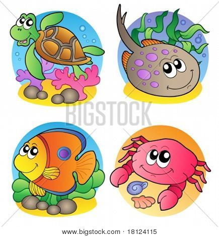 Varie immagini di animali marini 1 - illustrazione vettoriale.