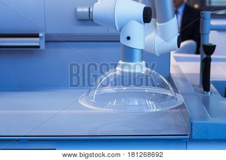 Modern medical laboratory equipment. Automate robot arm