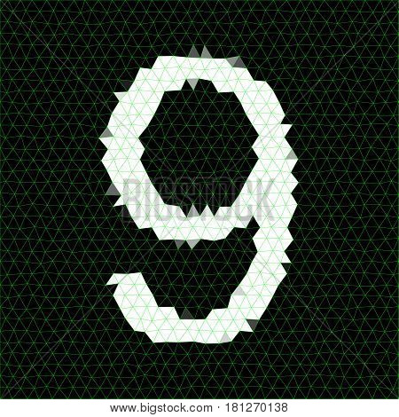 Low Poly.  Low Poly Alphabet Collection. Number Nine