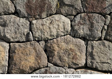Stone Wall Of Odawara Castle In Kanagawa, Japan