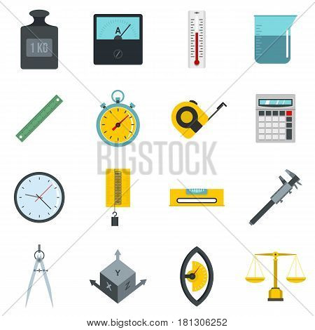 Measure precision icons set in flat style isolated vector illustration