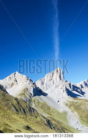 Aiguilles du Ansabere in Lescun Cirque. Aspe Valley, Pyrenees, France.