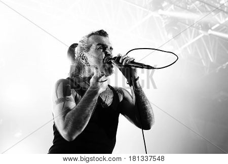 Padua Padova, Pd, Italy - March 29, 2017: Piero Pelù The Vocalist Of Litfiba An Italian Rock Band On