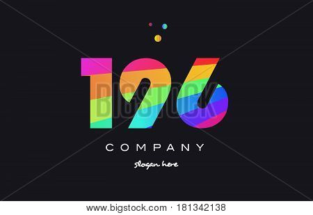 196 Colored Rainbow Creative Number Digit Numeral Logo Icon
