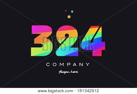 324 Colored Rainbow Creative Number Digit Numeral Logo Icon