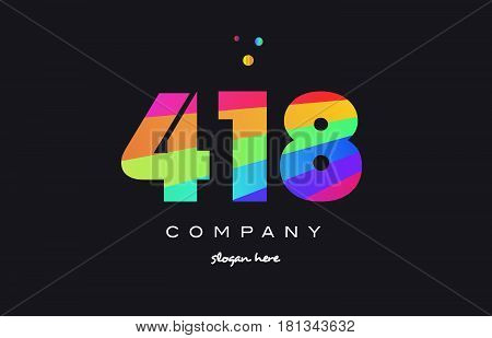 418 Colored Rainbow Creative Number Digit Numeral Logo Icon