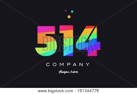 514 Colored Rainbow Creative Number Digit Numeral Logo Icon