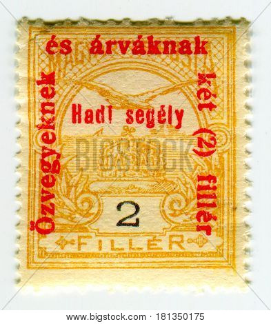 GOMEL, BELARUS, APRIL 4, 2017. Stamp printed in Hungary shows image of  The War Aid, circa 1915.