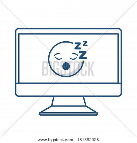 monitor computer with cartoon face icon on screen over white background. vector illustration