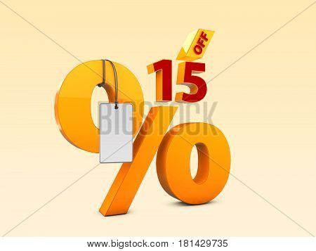 15 Off Special Offer Sale 3D Illustration. Discount Offer Price Symbol