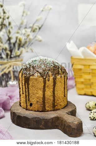 Easter Cake With Branches Of Willow
