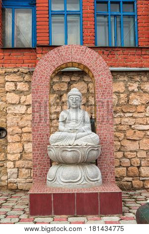 A Buddha statue in the temple of all religions. The village of Old Arakchino. Kazan, Tatarstan.