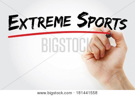 Hand Writing Extreme Sports With Marker