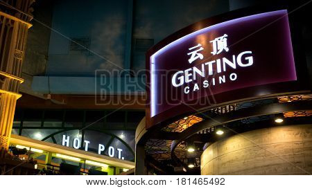 Genting Highlands, Malaysia - Mar 22: Genting Casino Entrance And Security Male At Resort World Gent