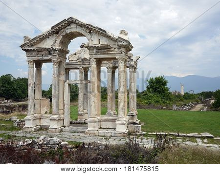 Monumental Gateway To The Sanctuary Of Aphrodite 200 Ad. Looking North West Over Main Street, Turkey