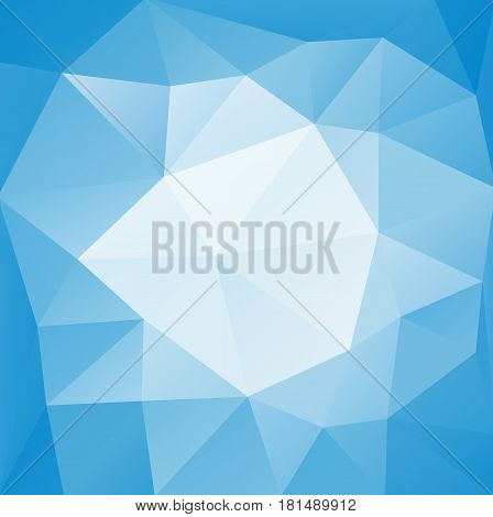Low polygonal blue bright square background. Fantasy decor gradient blueish color backdrop template. Vector illustration.