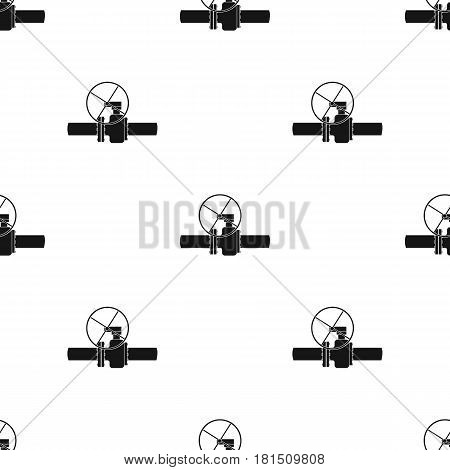 Oil pipe with valve icon in black style isolated on white background. Oil industry pattern vector illustration.