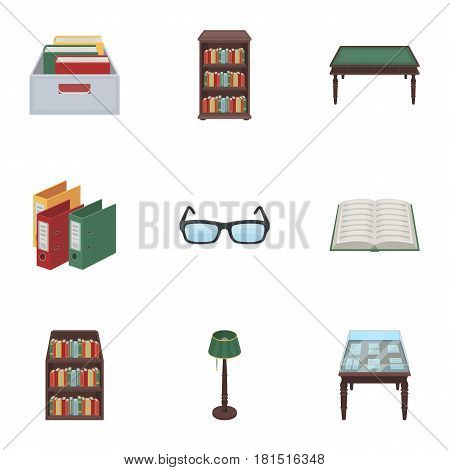 A set of icons with books. Seth about the library, reading, bookstore. Library and bookstore icon in set collection on cartoon style vector symbol stock web illustration.