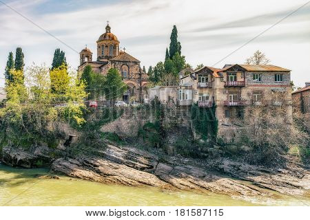 View on the river Rioni in Kutaisi, Georgia