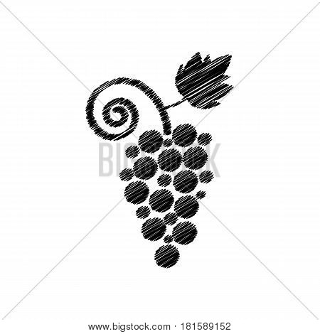 abstract black grape scribble sign. concept of winery, sommelier, drawing, viticulture, organic, raisin. isolated on white background. sketch style trend modern logotype design vector illustration