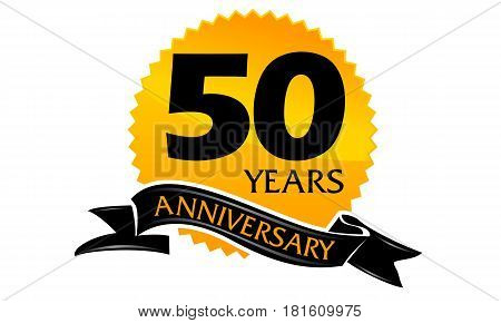 50 Years Ribbon Anniversary Congratulation Celebration Ceremony