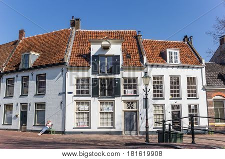 AMERSFOORT, NETHERLANDS - APRIL 09, 2017: White houses in the historic center of Amersfoort, Netherlands