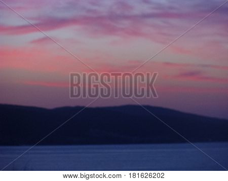 Beautiful Sky Colours over Magnificent Sea and Mountains