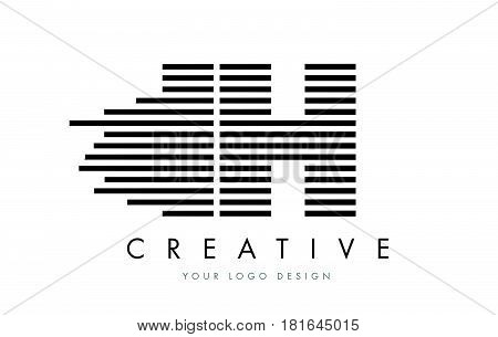 Ih I H Zebra Letter Logo Design With Black And White Stripes